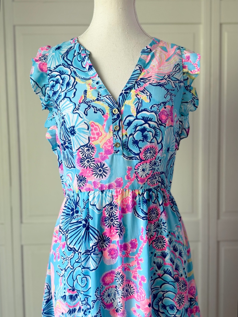 Lilly Pulitzer Destin Maxi Dress Once Upon a Tide Blue Pink | Size 2 EUC - Picture 7 of 14